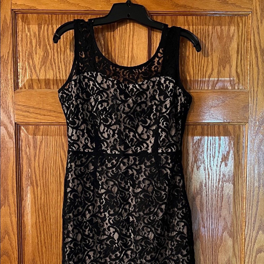 The Limited Black Lace Overlay Midi Dress